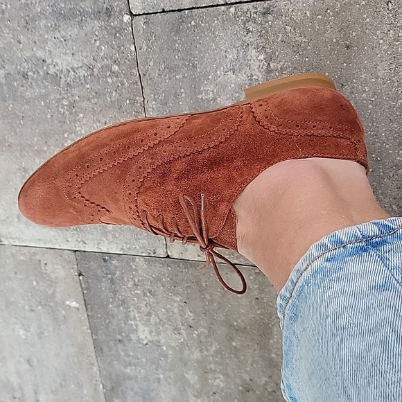 Garnet Hill Felisa Soft Oxford Sz 8.5 Made in Italy Suede Burnt Orange - Picture 5 of 13